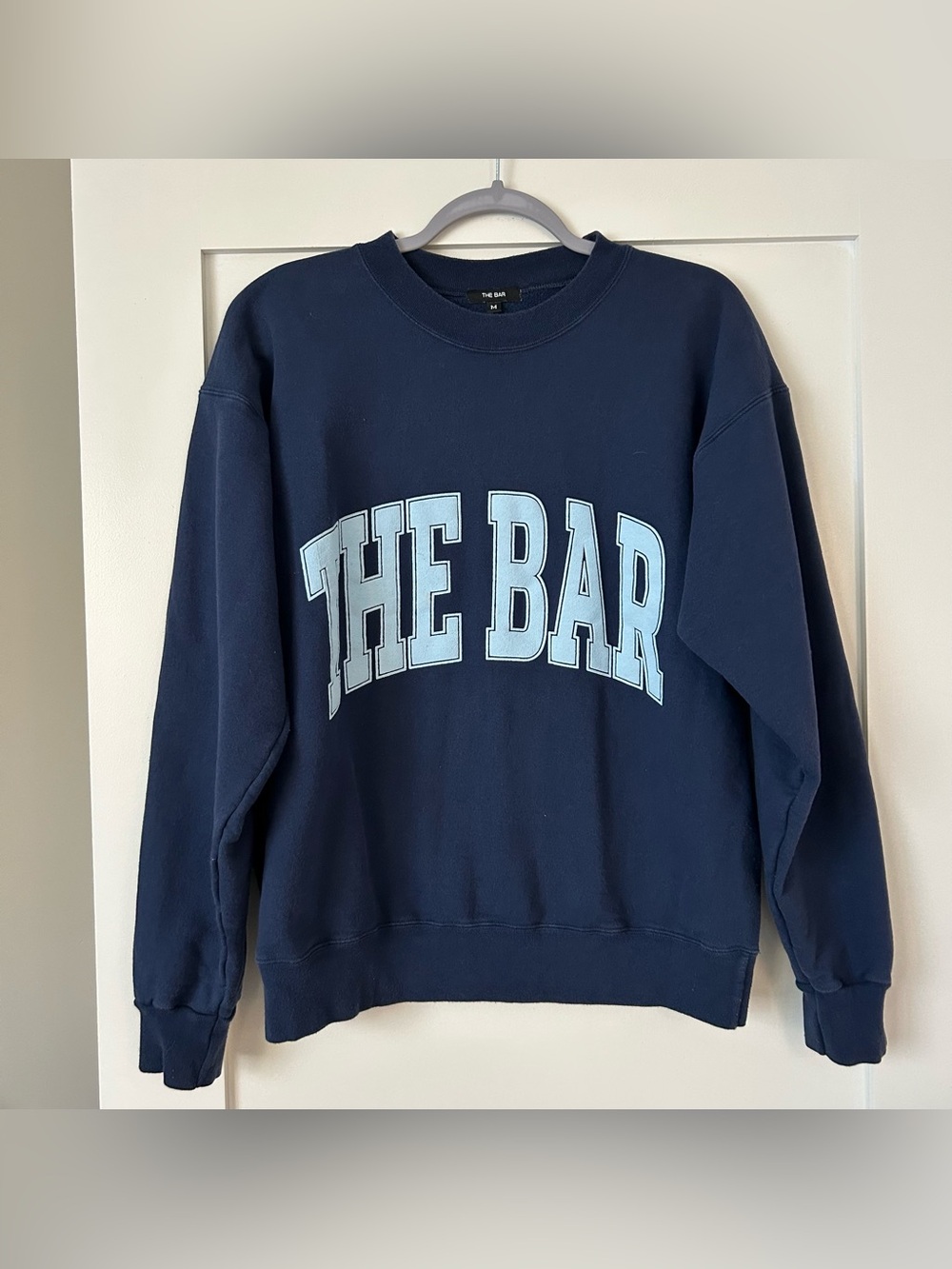 The Bar Varsity Sweatshirt Navy Blue Size Medium